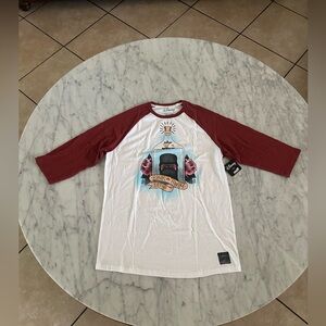 Disney x Neff Graphic Raglan T-Shirt Men’s Size L White Red 3/4 Sleeve NWT